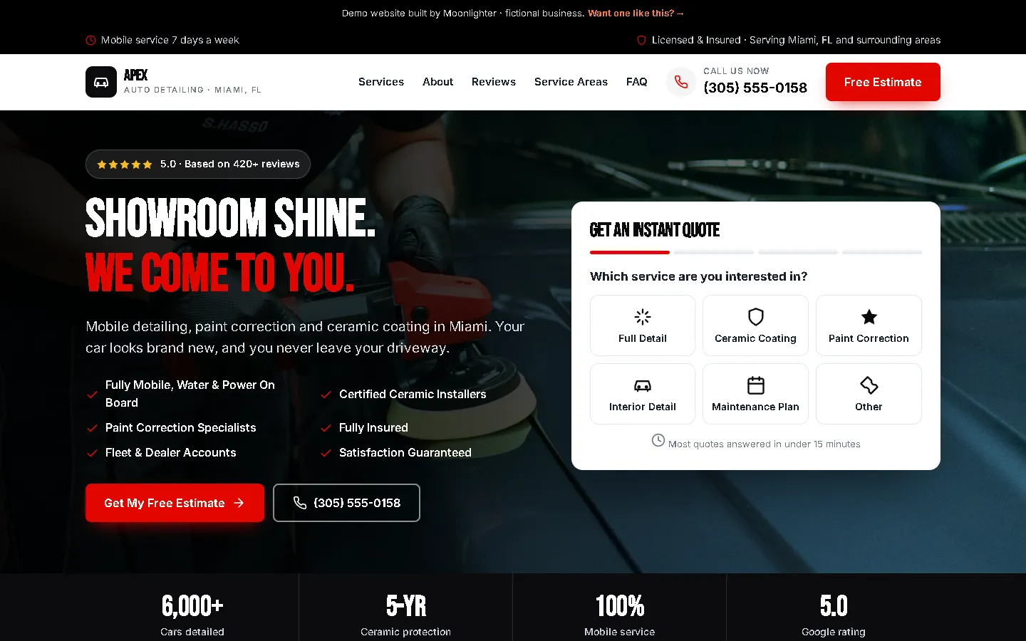 Apex Auto Detailing demo website
