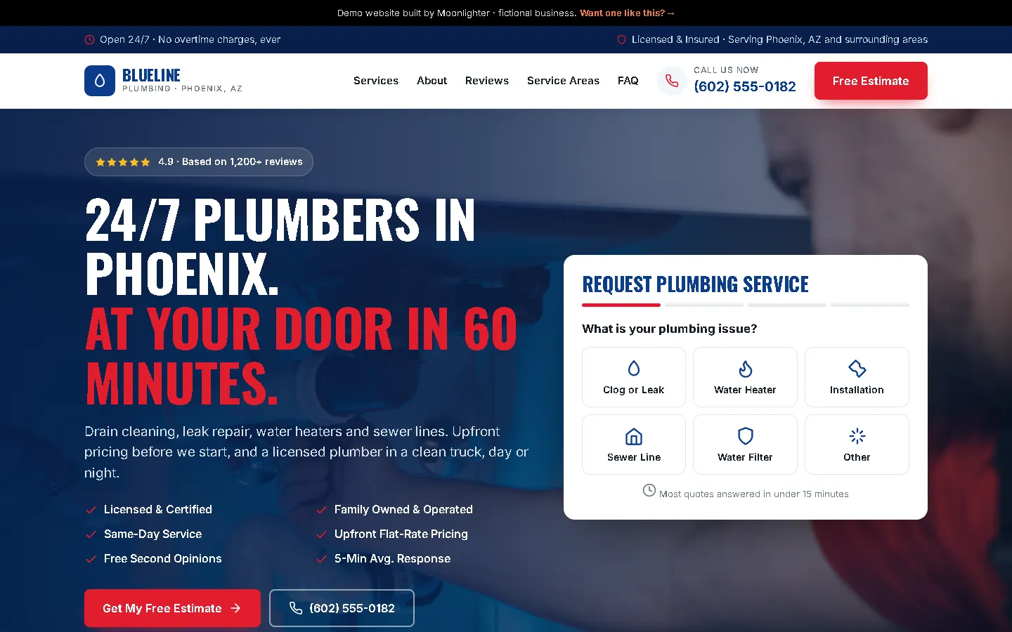 BlueLine Plumbing & Rooter demo website