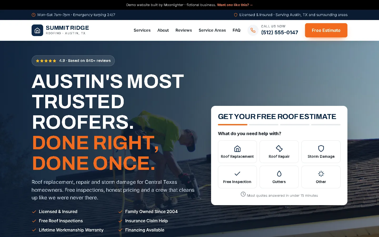 Summit Ridge Roofing demo website